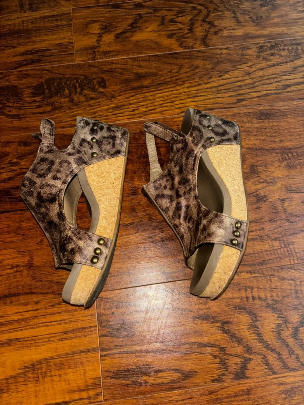 Boutique by Corky’s Carley Leopard Print Slingback Sandals Platform Wedges Sz 9